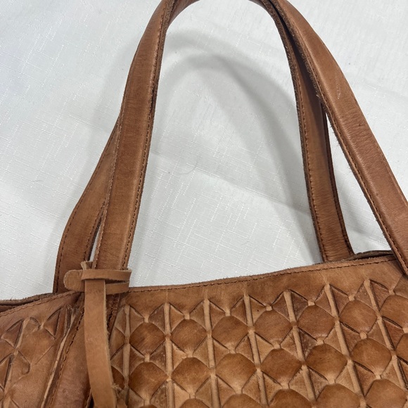 Valentina Tan Leather Basket Weave Hobo Bag - Picture 12 of 14